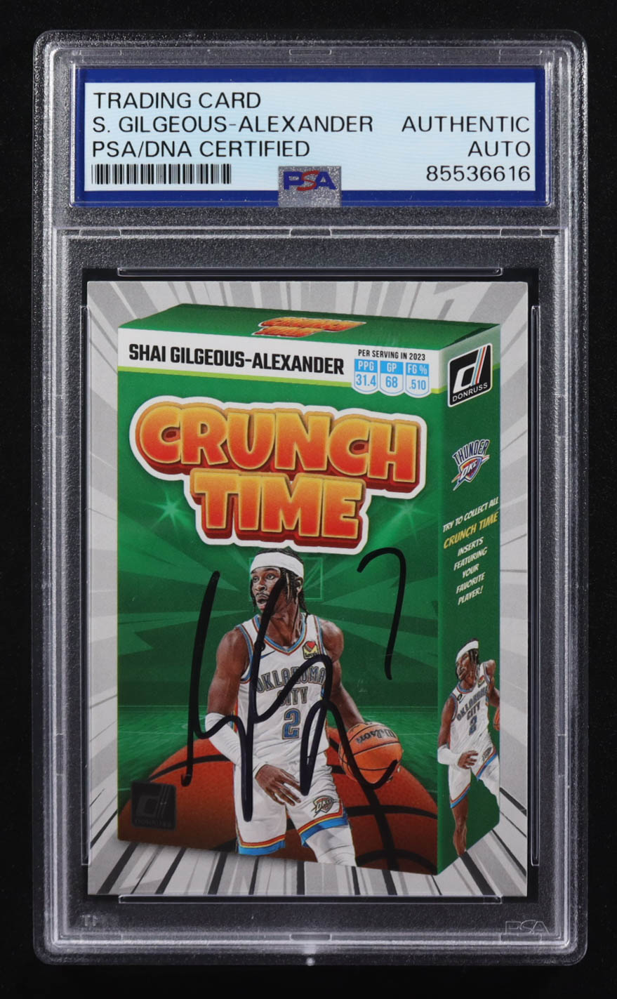 Shai Gilgeous-Alexander Signed 2023-24 Donruss Crunch Time #13 (PSA) at PristineAuction.com Shai Gilgeous-Alexander Signed 2023-24 Donruss Crunch Time #13 (PSA) at PristineAuction.com