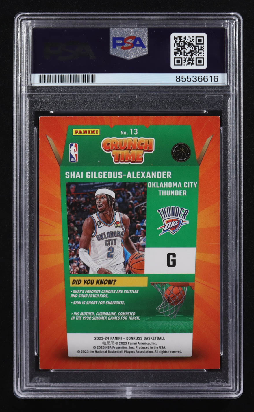 Shai Gilgeous-Alexander Signed 2023-24 Donruss Crunch Time #13 (PSA) at PristineAuction.com Shai Gilgeous-Alexander Signed 2023-24 Donruss Crunch Time #13 (PSA) at PristineAuction.com