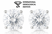 Platinum 5.74 Carats Lab Grown Diamond Stud Earrings G, VS2 | $10,250 Estimated Retail Value (UGL & IGI Certs) | Brand New | Round Brilliant Ideal Cut at PristineAuction.com