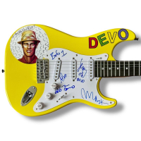"Devo" Stratocaster Style Guitar Band-Signed by (5) with Mark Mothersbaugh, Bob Mothersbaugh, Bob Casale, Gerald Casale & Alan Meyers (JSA) at PristineAuction.com