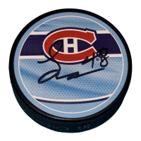 Lane Hutson Signed Canadiens Reverse Retro Puck (Beckett) at PristineAuction.com