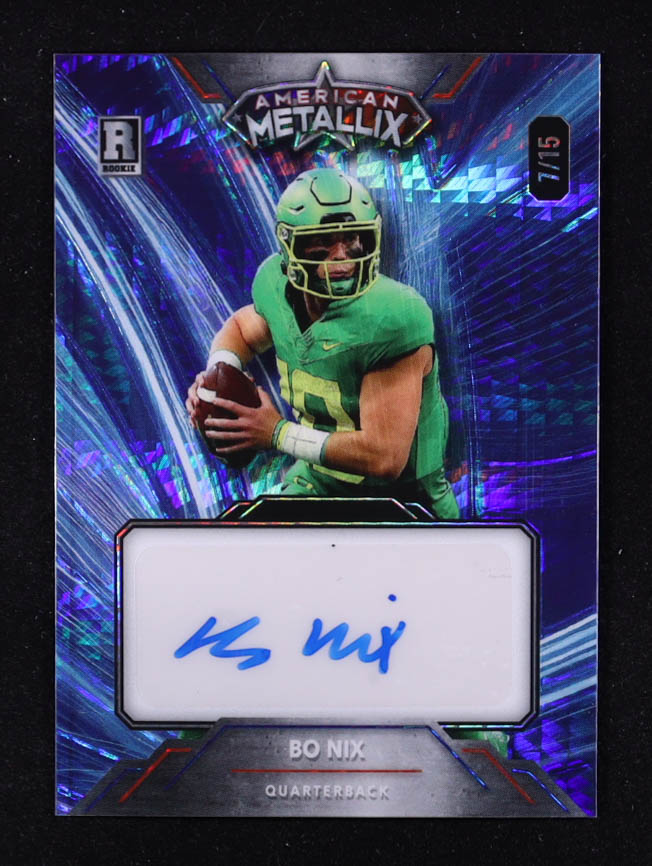Bo Nix 2023 Wild Card American Metallix Autograph Blue #WMLBNA #07/15 RC at PristineAuction.com Bo Nix 2023 Wild Card American Metallix Autograph Blue #WMLBNA #07/15 RC at PristineAuction.com