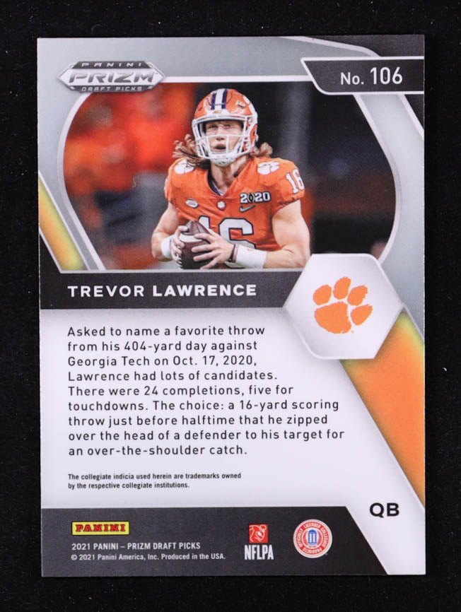 Trevor Lawrence 2021 Panini Prizm Draft Picks #106 RC at PristineAuction.com Trevor Lawrence 2021 Panini Prizm Draft Picks #106 RC at PristineAuction.com