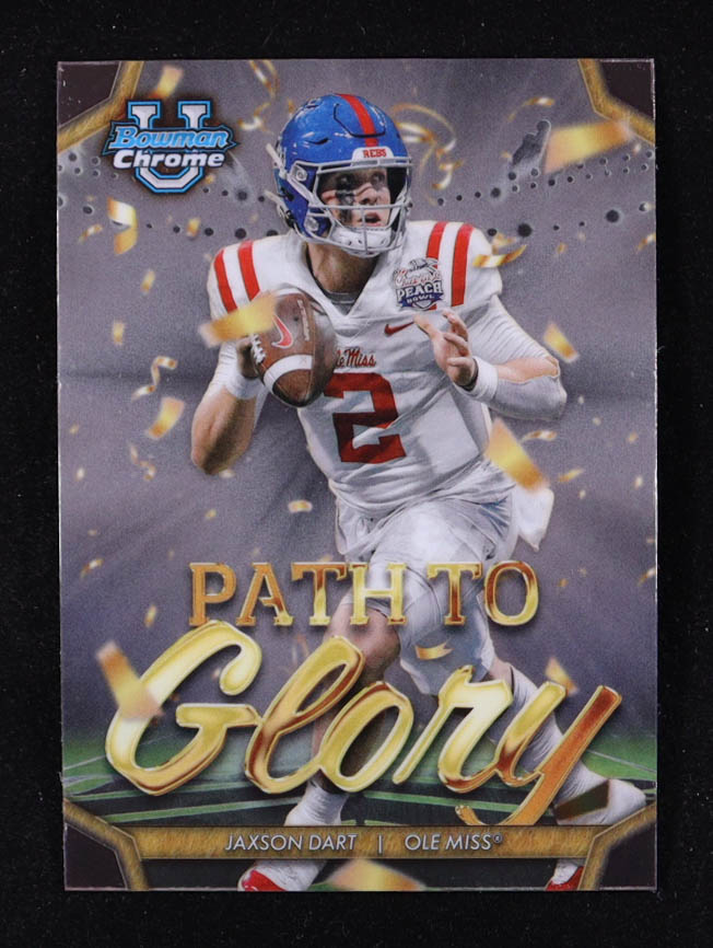 Jaxson Dart 2024 Bowman Chrome University Path to Glory #PG2 at PristineAuction.com Jaxson Dart 2024 Bowman Chrome University Path to Glory #PG2 at PristineAuction.com