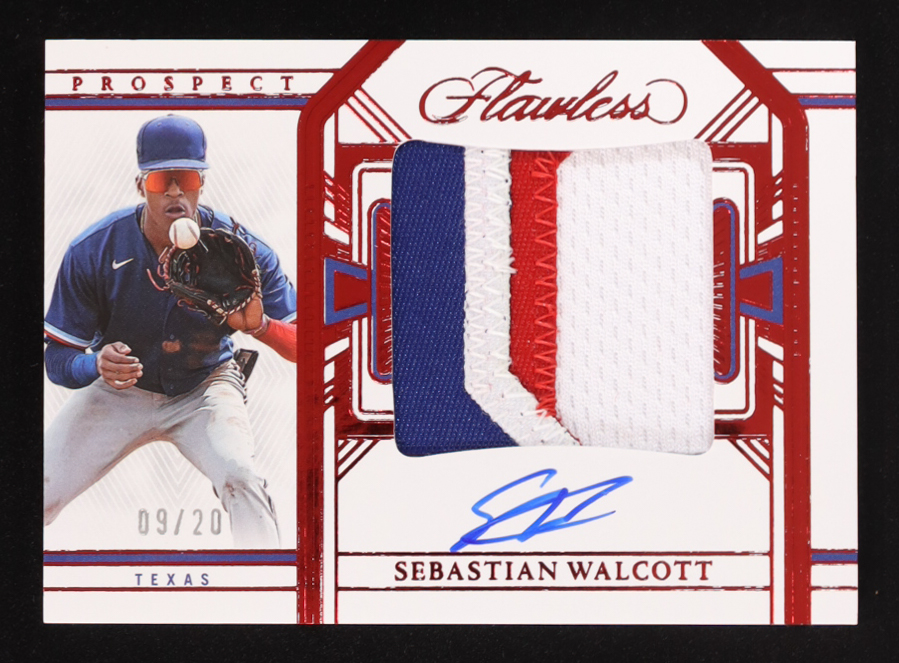 Sebastian Walcott 2024 Panini Flawless Prospect Patch Autographs #PPA-SW RC #09/20 at PristineAuction.com Sebastian Walcott 2024 Panini Flawless Prospect Patch Autographs #PPA-SW RC #09/20 at PristineAuction.com