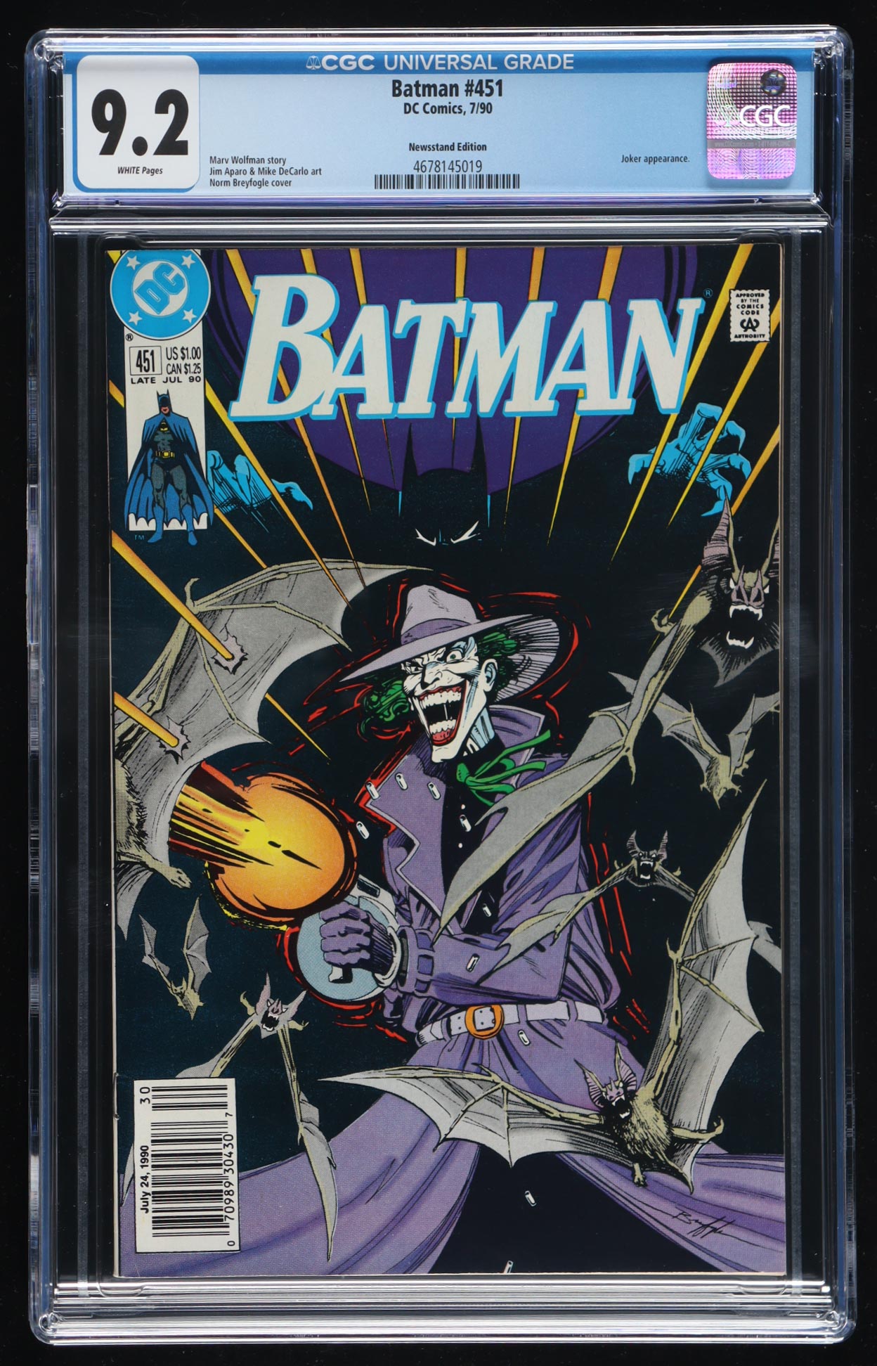 1990 "Batman" #451 DC Comic Book (CGC 9.2) at PristineAuction.com 1990 "Batman" #451 DC Comic Book (CGC 9.2) at PristineAuction.com