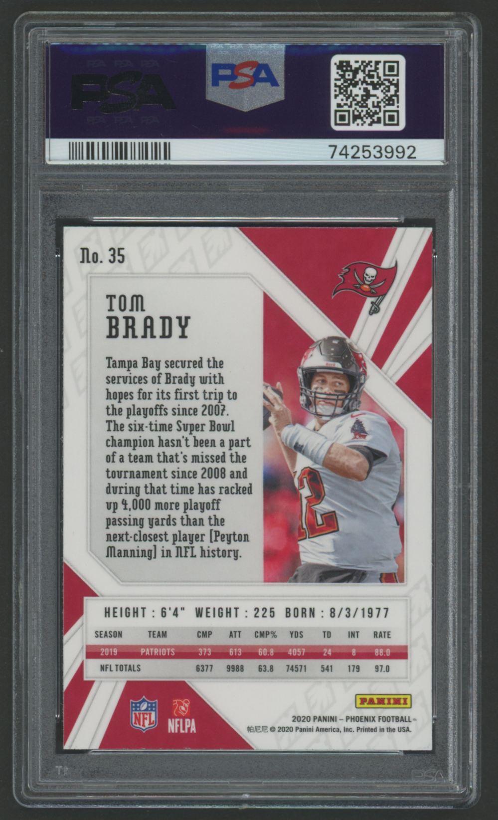Tom Brady 2020 Panini Phoenix Fire Burst #35 (PSA 10) at PristineAuction.com Tom Brady 2020 Panini Phoenix Fire Burst #35 (PSA 10) at PristineAuction.com