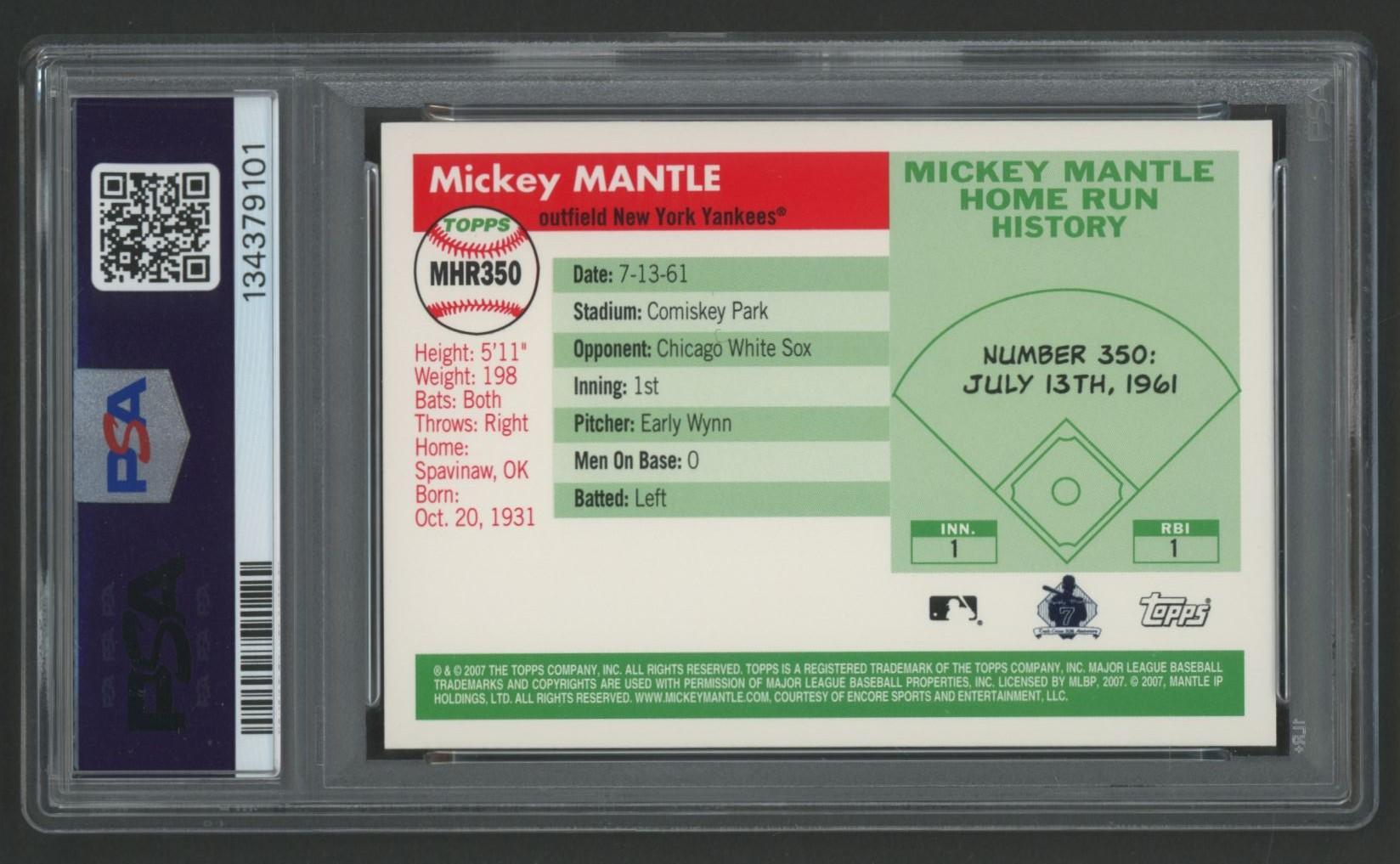 Mickey Mantle 2007 Topps Mantle Home Run History #350 (PSA 10) at PristineAuction.com Mickey Mantle 2007 Topps Mantle Home Run History #350 (PSA 10) at PristineAuction.com
