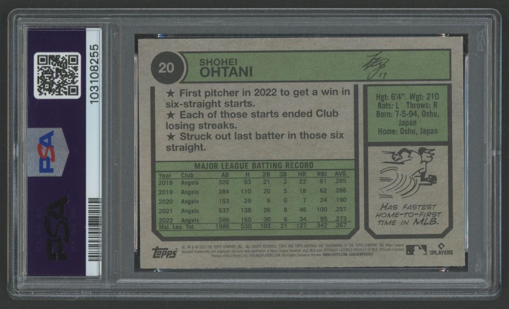 Shohei Ohtani 2023 Topps Heritage #20 (PSA 9) at PristineAuction.com Shohei Ohtani 2023 Topps Heritage #20 (PSA 9) at PristineAuction.com