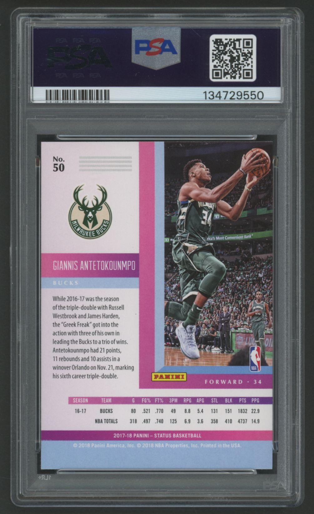 Giannis Antetokounmpo 2017 Panini Status #50 (PSA 10) at PristineAuction.com Giannis Antetokounmpo 2017 Panini Status #50 (PSA 10) at PristineAuction.com