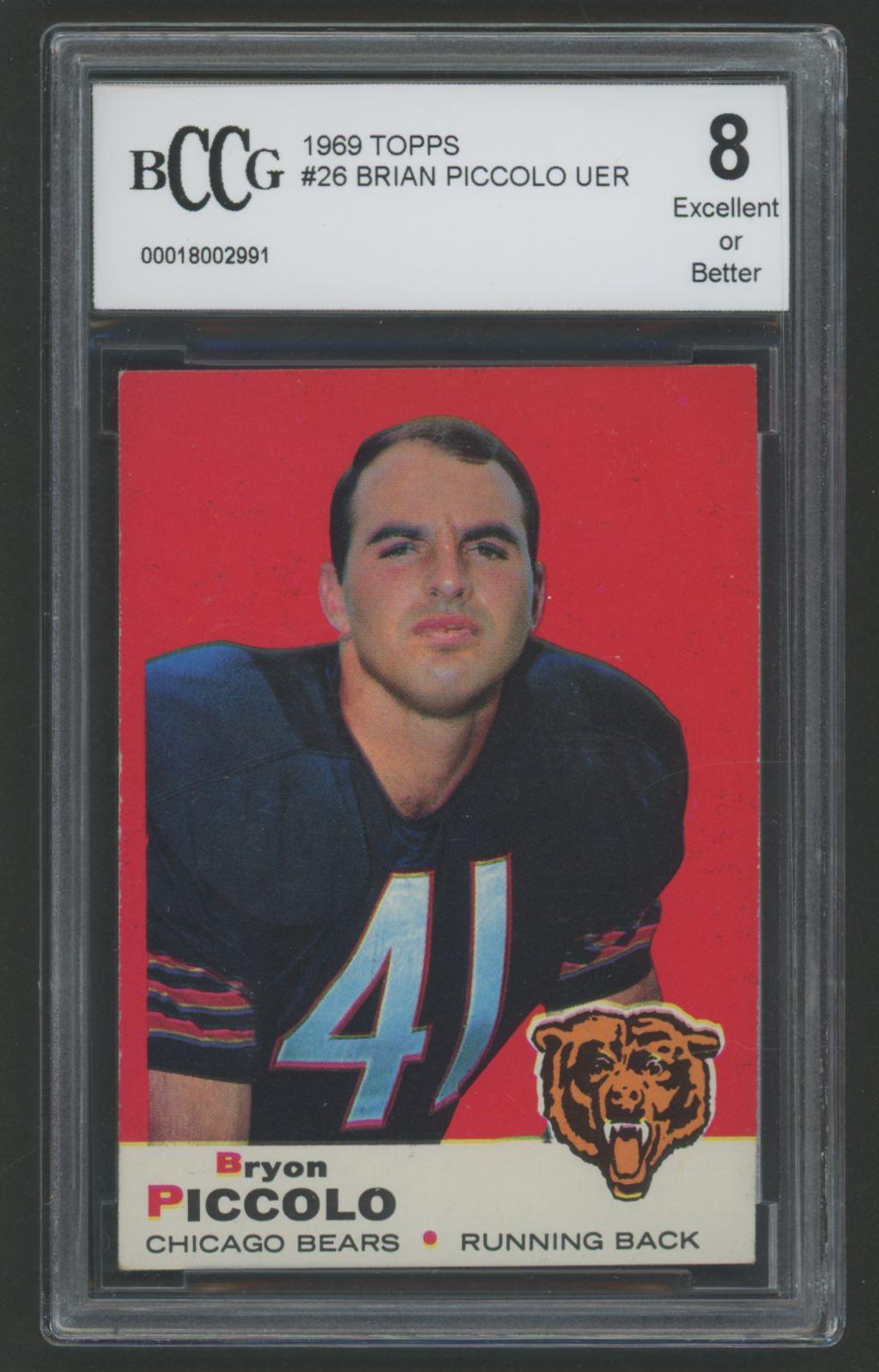 Brian Piccolo 1969 Topps #26 RC (BCCG 8) at PristineAuction.com Brian Piccolo 1969 Topps #26 RC (BCCG 8) at PristineAuction.com