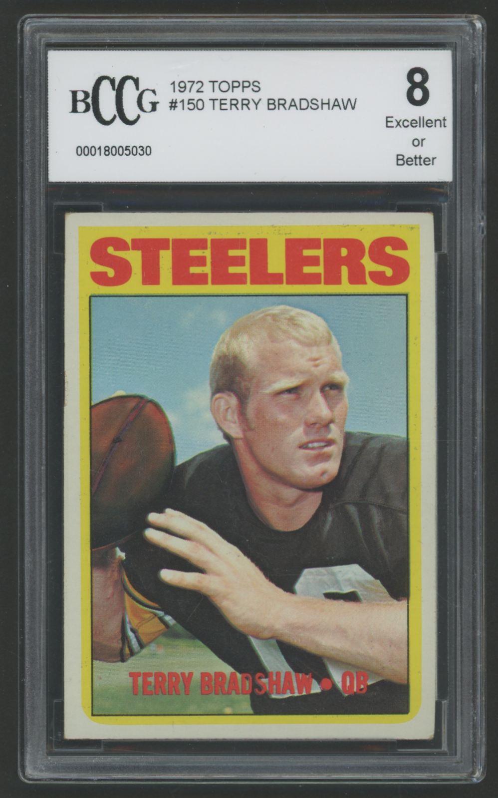 Terry Bradshaw 1972 Topps #150 (BCCG 8) at PristineAuction.com Terry Bradshaw 1972 Topps #150 (BCCG 8) at PristineAuction.com