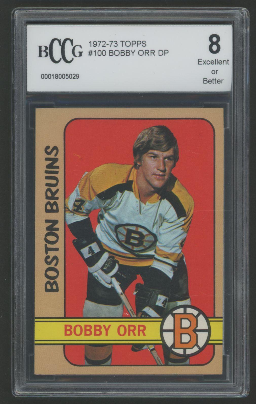 Bobby Orr 1972-73 Topps #100 DP (BCCG 8) at PristineAuction.com Bobby Orr 1972-73 Topps #100 DP (BCCG 8) at PristineAuction.com