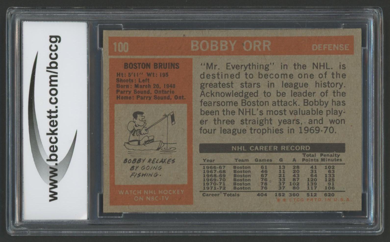 Bobby Orr 1972-73 Topps #100 DP (BCCG 8) at PristineAuction.com Bobby Orr 1972-73 Topps #100 DP (BCCG 8) at PristineAuction.com