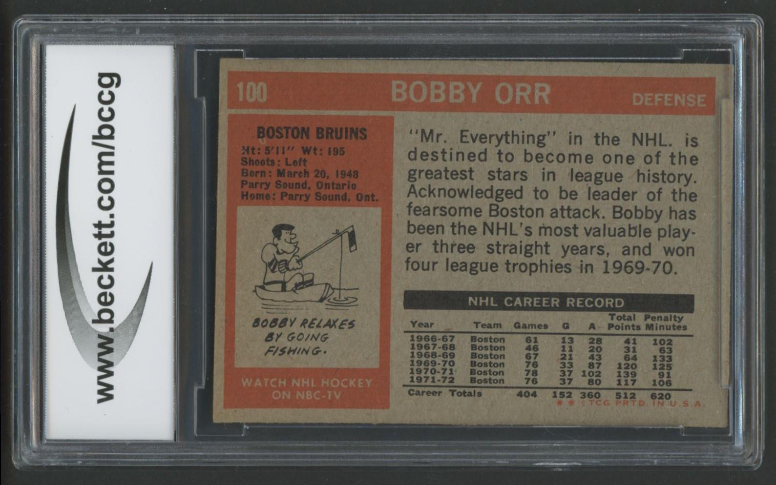 Bobby Orr 1972-73 Topps #100 DP (BCCG 8) at PristineAuction.com Bobby Orr 1972-73 Topps #100 DP (BCCG 8) at PristineAuction.com
