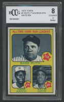 Babe Ruth 714 / Hank Aaron 673 / Willie Mays 654 1973 Topps #1 (BCCG 8) at PristineAuction.com