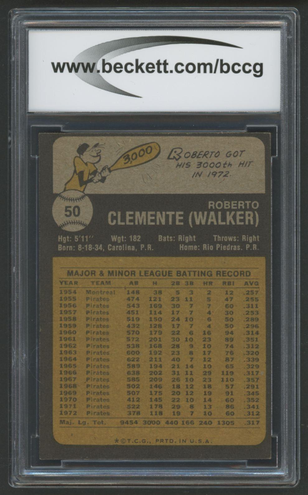 Roberto Clemente 1973 Topps #50 (BCCG 8) at PristineAuction.com Roberto Clemente 1973 Topps #50 (BCCG 8) at PristineAuction.com