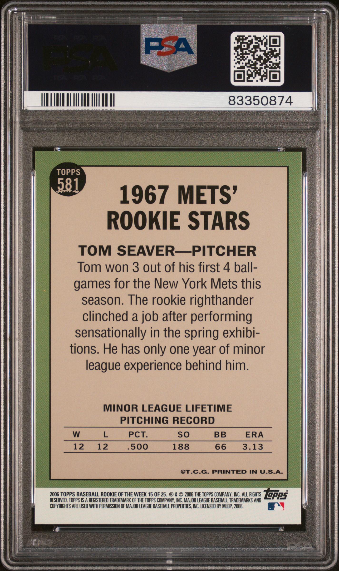 Tom Seaver 2006 Topps Rookie of the Week #15 67 (PSA 10) at PristineAuction.com Tom Seaver 2006 Topps Rookie of the Week #15 67 (PSA 10) at PristineAuction.com