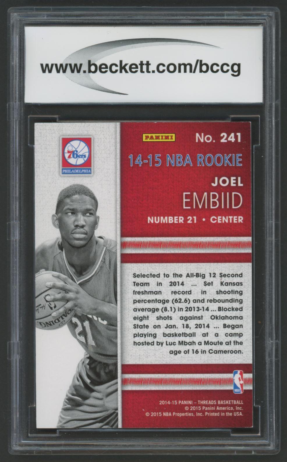 Joel Embiid 2014-15 Panini Threads Leather #241 (BCCG 10) at PristineAuction.com Joel Embiid 2014-15 Panini Threads Leather #241 (BCCG 10) at PristineAuction.com