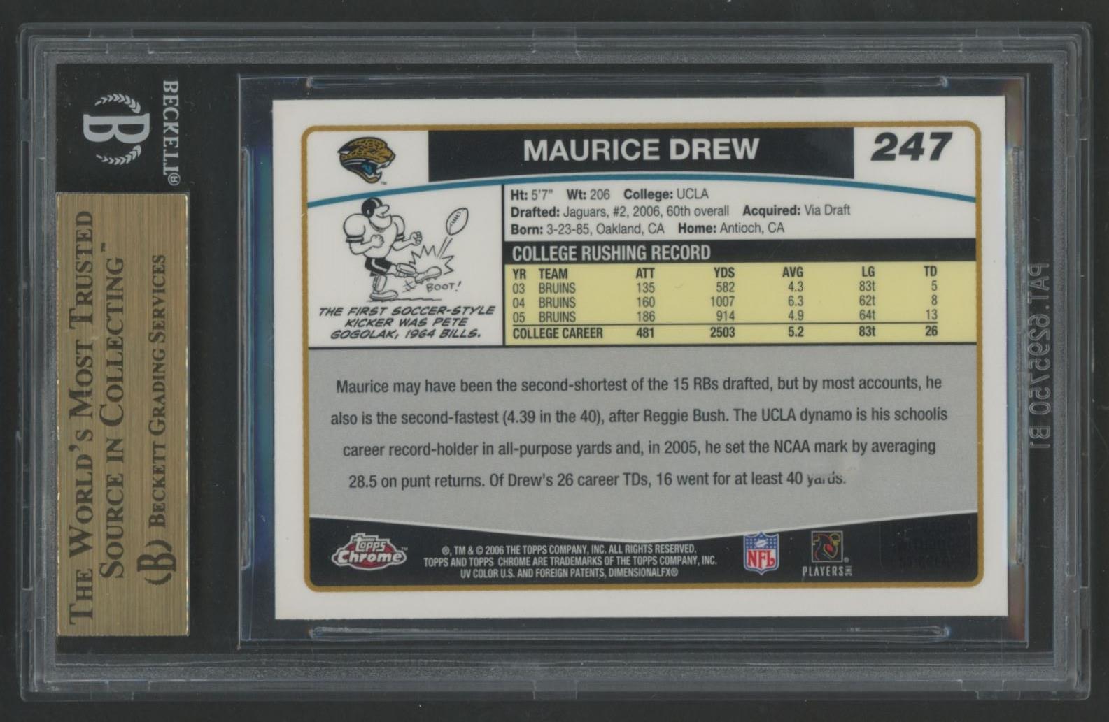 Maurice Jones-Drew 2006 Topps Chrome #247 RC (BGS 9.5) at PristineAuction.com Maurice Jones-Drew 2006 Topps Chrome #247 RC (BGS 9.5) at PristineAuction.com