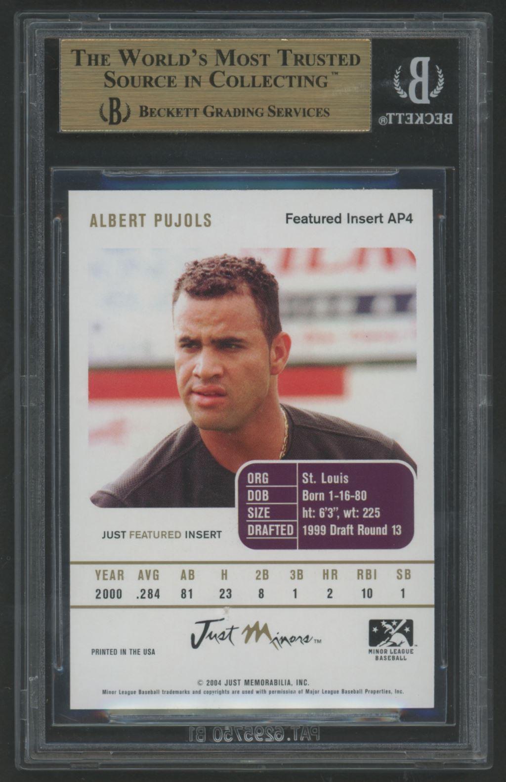 Albert Pujols 2004 Just Featured Preview Potomac Cannons #AP4 (BGS 9.5) at PristineAuction.com Albert Pujols 2004 Just Featured Preview Potomac Cannons #AP4 (BGS 9.5) at PristineAuction.com