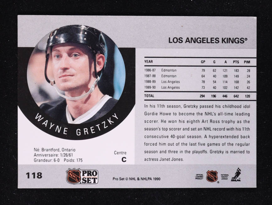 Wayne Gretzky 1990-91 Pro Set #118 at PristineAuction.com Wayne Gretzky 1990-91 Pro Set #118 at PristineAuction.com