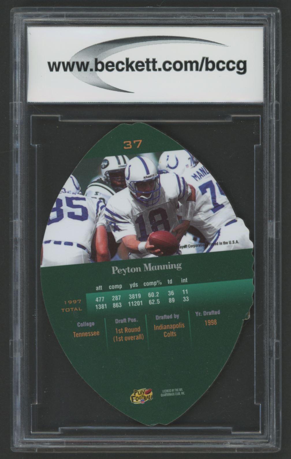 Peyton Manning 1998 Playoff Contenders Leather #37 (BCCG 10) at PristineAuction.com Peyton Manning 1998 Playoff Contenders Leather #37 (BCCG 10) at PristineAuction.com