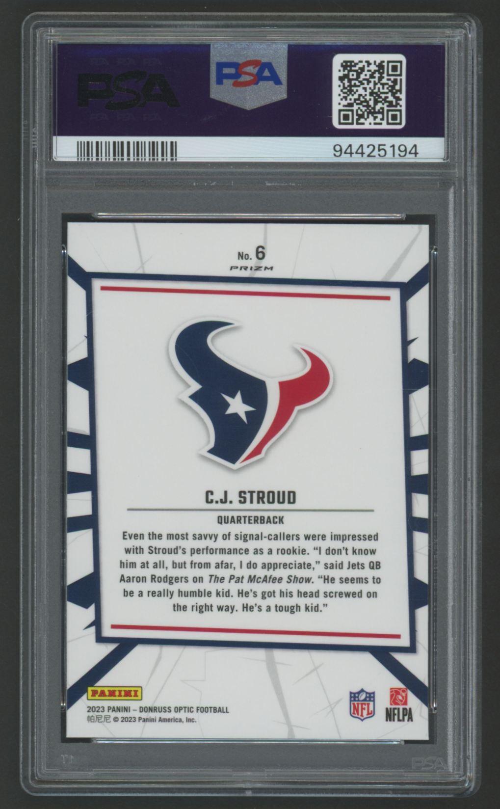 CJ Stroud 2023 Donruss Optic My House! #6 RC (PSA 10) at PristineAuction.com CJ Stroud 2023 Donruss Optic My House! #6 RC (PSA 10) at PristineAuction.com