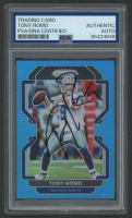 Tony Romo Signed 2021 Panini Prizm Light Blue #247 (PSA) at PristineAuction.com