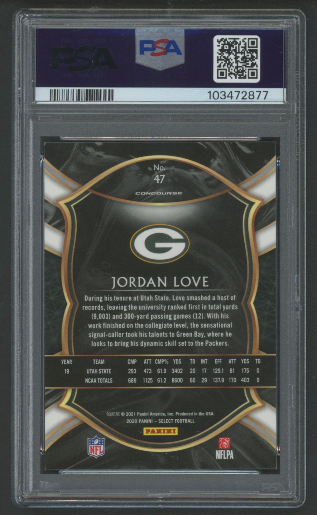 Jordan Love 2020 Select #47 (PSA 9) at PristineAuction.com Jordan Love 2020 Select #47 (PSA 9) at PristineAuction.com