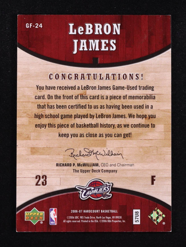 LeBron James 2006-07 Upper Deck Hardcourt Game Floor #24 at PristineAuction.com LeBron James 2006-07 Upper Deck Hardcourt Game Floor #24 at PristineAuction.com