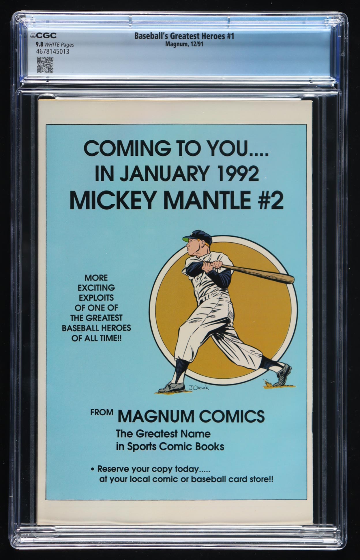 1991 "Mickey Mantle" #1 Magnum Comic Book (CGC 9.8) at PristineAuction.com 1991 "Mickey Mantle" #1 Magnum Comic Book (CGC 9.8) at PristineAuction.com