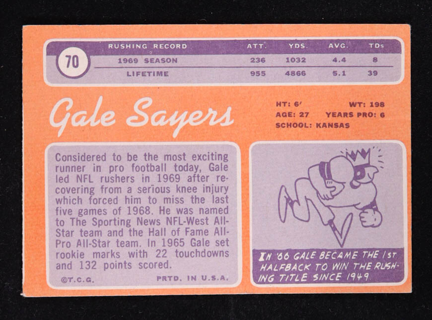 Gale Sayers 1970 Topps #70 at PristineAuction.com Gale Sayers 1970 Topps #70 at PristineAuction.com