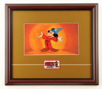 1988 Walt Disney's "The Sorcerer's Apprentice" Two-Piece Custom Framed Animation Film Cel Display with Vintage Mickey Mouse Patch at PristineAuction.com