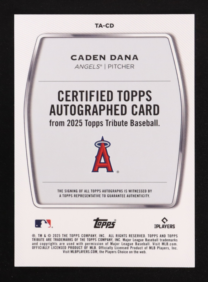 Caden Dana 2025 Topps Certified Tribute Auto #TA-CD RC #24/25 at PristineAuction.com Caden Dana 2025 Topps Certified Tribute Auto #TA-CD RC #24/25 at PristineAuction.com