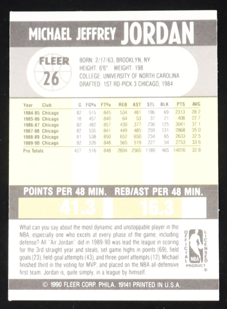 Michael Jordan 1990-91 Fleer #26 at PristineAuction.com Michael Jordan 1990-91 Fleer #26 at PristineAuction.com