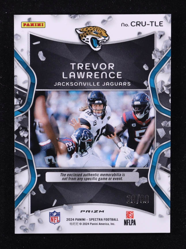 Trevor Lawrence 2024 Panini Spectra Crush Jerseys Neon Blue #2 #26/60 at PristineAuction.com Trevor Lawrence 2024 Panini Spectra Crush Jerseys Neon Blue #2 #26/60 at PristineAuction.com