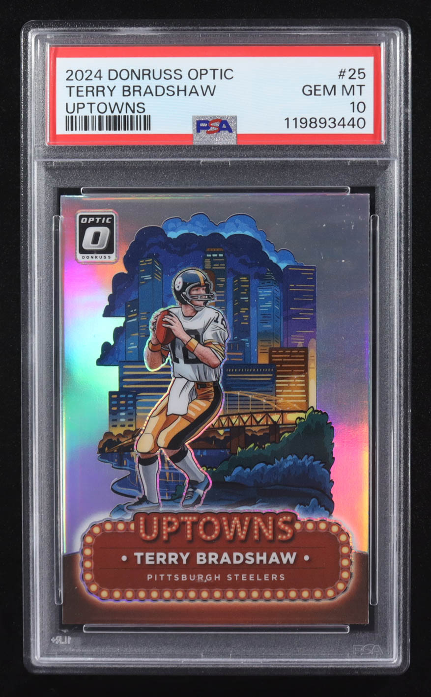 Terry Bradshaw 2024 Donruss Optic Uptowns #25 (PSA 10) at PristineAuction.com Terry Bradshaw 2024 Donruss Optic Uptowns #25 (PSA 10) at PristineAuction.com