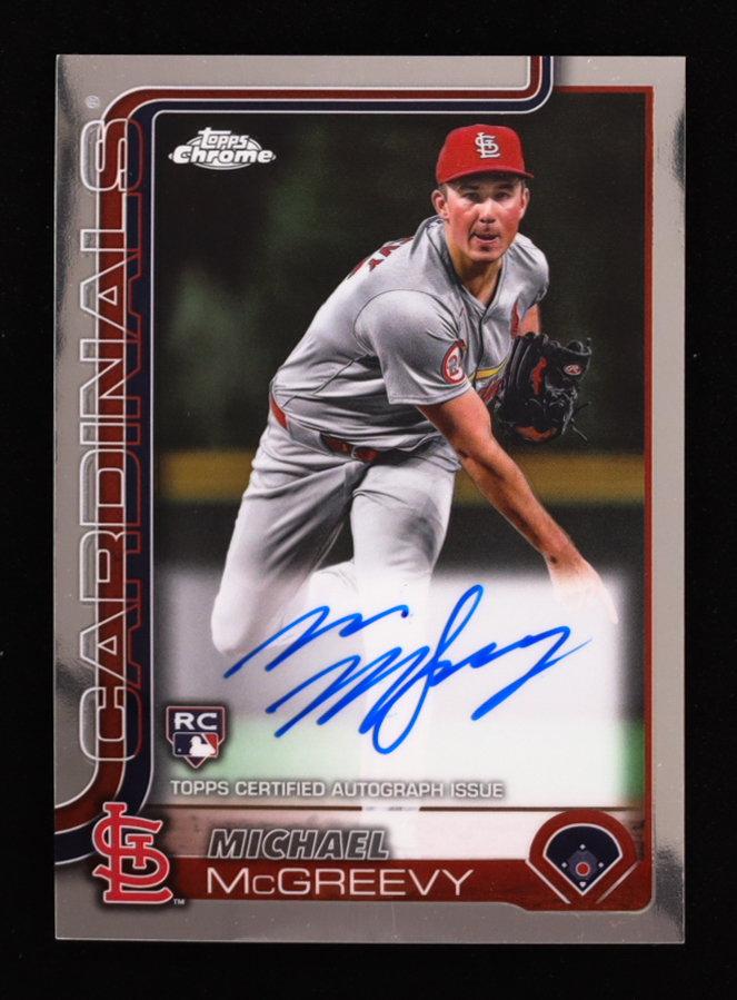 Michael McGreevy 2025 Topps Chrome Refractor Auto #RA-MMC RC at PristineAuction.com Michael McGreevy 2025 Topps Chrome Refractor Auto #RA-MMC RC at PristineAuction.com