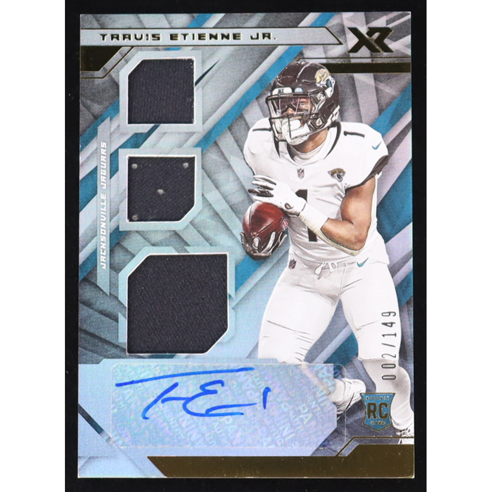 Travis Etienne 2021 Panini XR #212 JSY AU #2/149 RC at PristineAuction.com