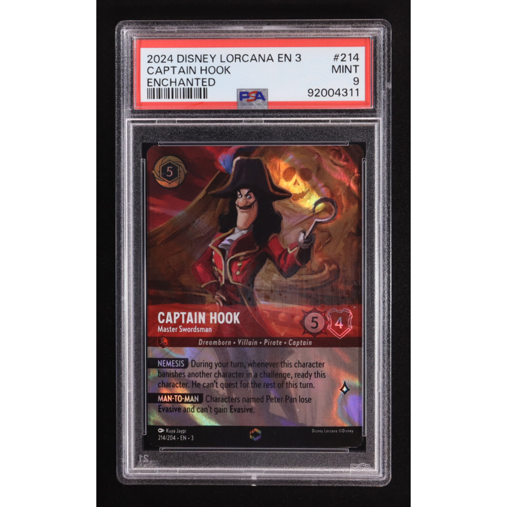 Captain Hook 2024 Disney Lorcana TCG Into The Inklands #214 Master Swordsman (PSA 9) at PristineAuction.com