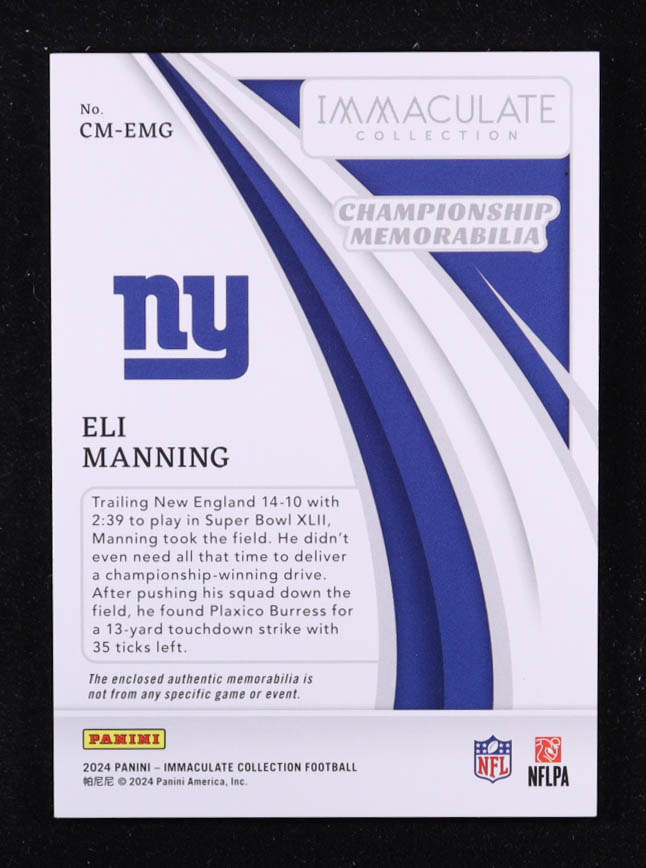 Eli Manning 2024 Immaculate Collection Championship Memorabilia #23 #32/99 at PristineAuction.com Eli Manning 2024 Immaculate Collection Championship Memorabilia #23 #32/99 at PristineAuction.com