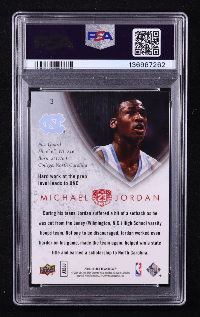 Michael Jordan 2009-10 Upper Deck Michael Jordan Legacy Collection Gold #3 (PSA 10) at PristineAuction.com Michael Jordan 2009-10 Upper Deck Michael Jordan Legacy Collection Gold #3 (PSA 10) at PristineAuction.com
