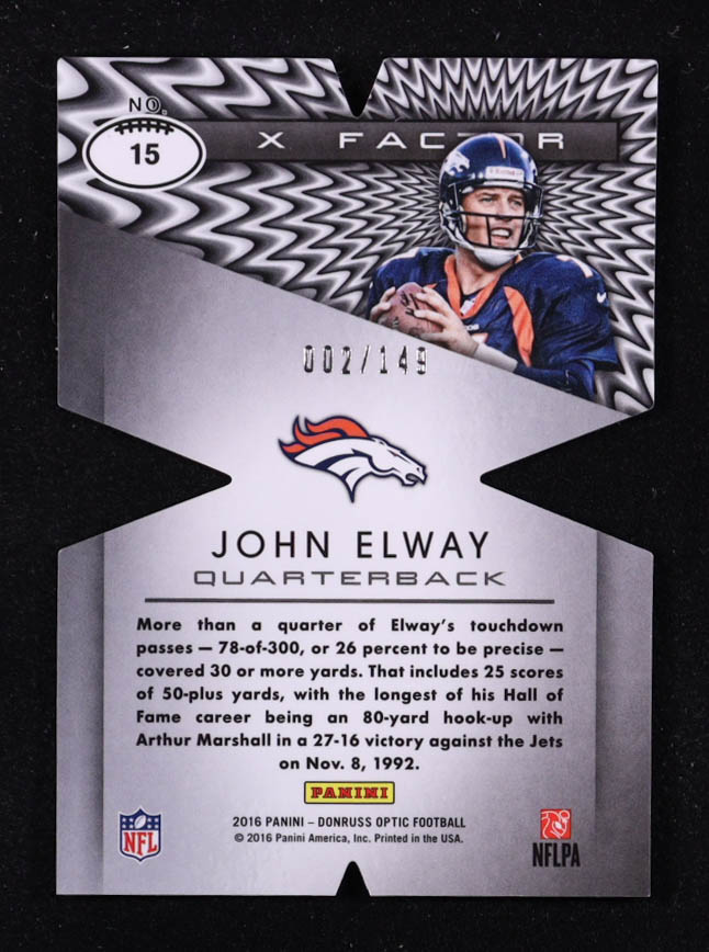 John Elway 2016 Donruss Optic X-Factor Blue #15 #002/149 at PristineAuction.com John Elway 2016 Donruss Optic X-Factor Blue #15 #002/149 at PristineAuction.com