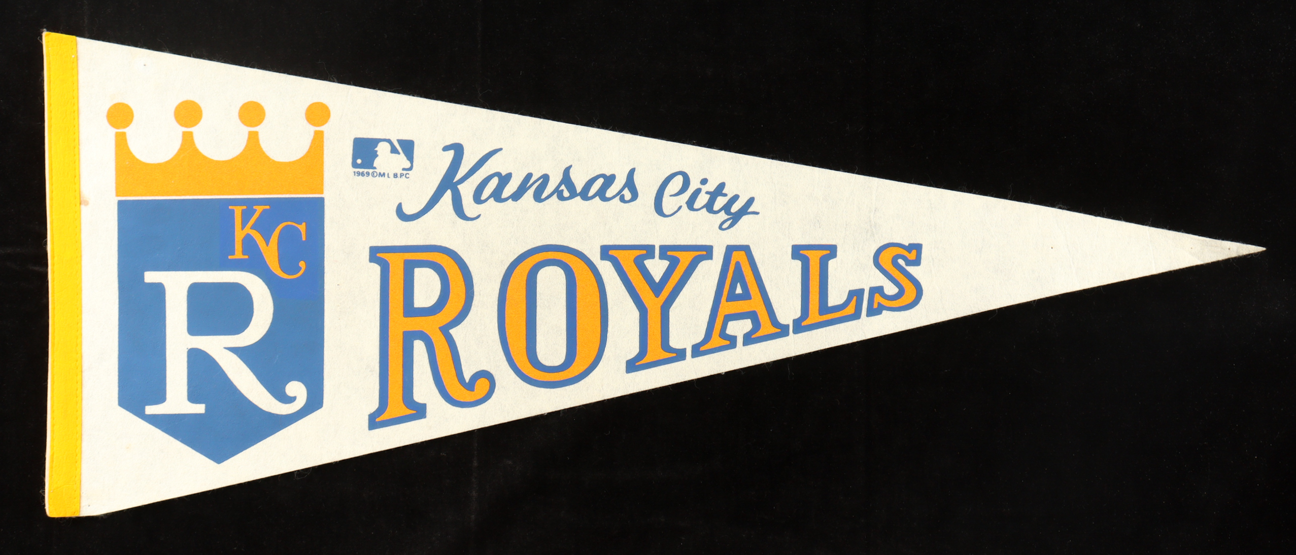 1969 Kansas City Royals Vintage Felt Pennant Flag at PristineAuction.com 1969 Kansas City Royals Vintage Felt Pennant Flag at PristineAuction.com