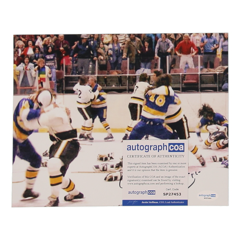 Jeff Carlson Signed "Slap Shot" 8x10 Photo Inscribed "Slap Shot" (ACOA) at PristineAuction.com Jeff Carlson Signed "Slap Shot" 8x10 Photo Inscribed "Slap Shot" (ACOA) at PristineAuction.com