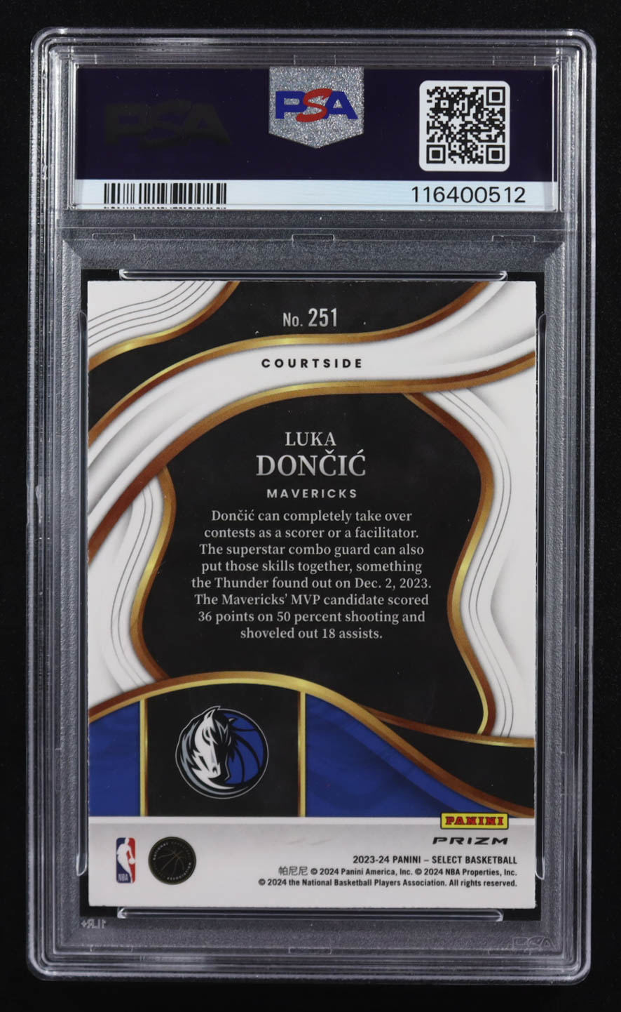 Luka Doncic 2023-24 Panini Select Tiger Prizm #251 (PSA 10) at PristineAuction.com Luka Doncic 2023-24 Panini Select Tiger Prizm #251 (PSA 10) at PristineAuction.com