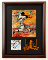 Willie Mays Signed Custom Framed Photo Display with LeRoy Neiman Art Print & Vintage San Francisco Giants Patch (Beckett) at PristineAuction.com