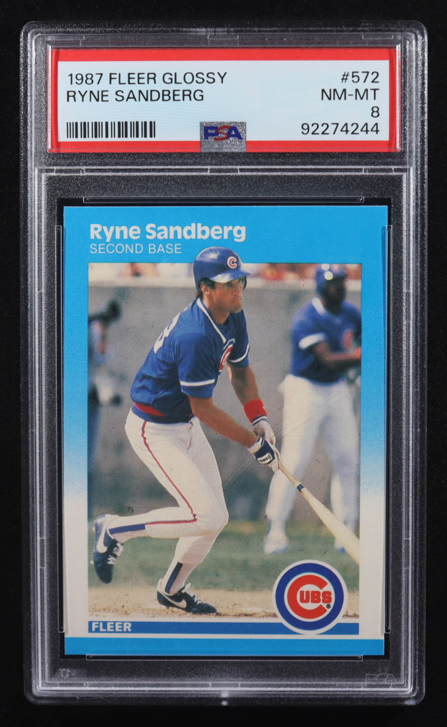 Ryne Sandberg 1987 Fleer Glossy #572 (PSA 8) at PristineAuction.com Ryne Sandberg 1987 Fleer Glossy #572 (PSA 8) at PristineAuction.com