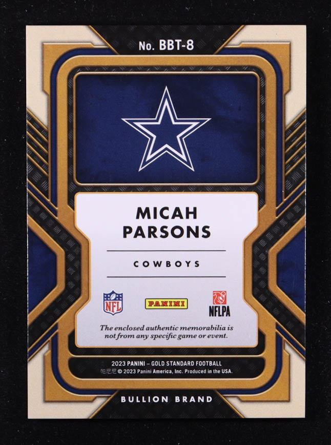Micah Parsons 2023 Panini Gold Standard Bullion Brand Tags #8 #03/10 at PristineAuction.com Micah Parsons 2023 Panini Gold Standard Bullion Brand Tags #8 #03/10 at PristineAuction.com